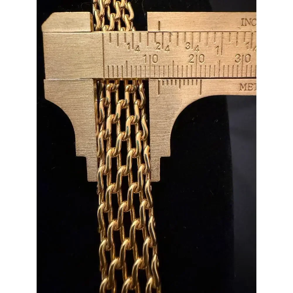 Vintage Gold-Tone Graduated Mesh Chain Choker Necklace MCM Statement Collar 18